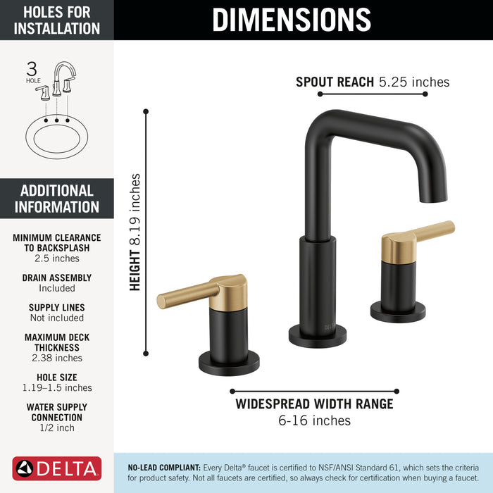 Delta Nicoli 35849LF Two Handle Widespread Bathroom Faucet