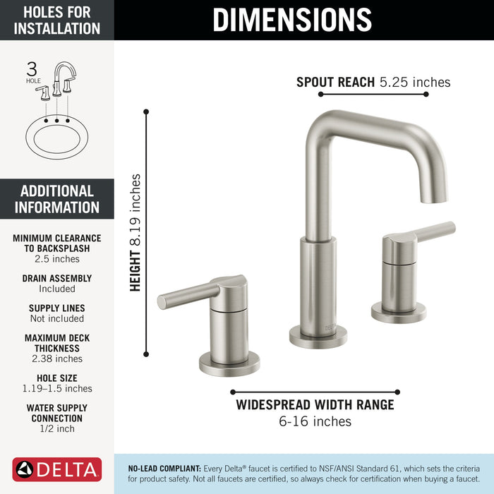 Delta Nicoli 35849LF Two Handle Widespread Bathroom Faucet