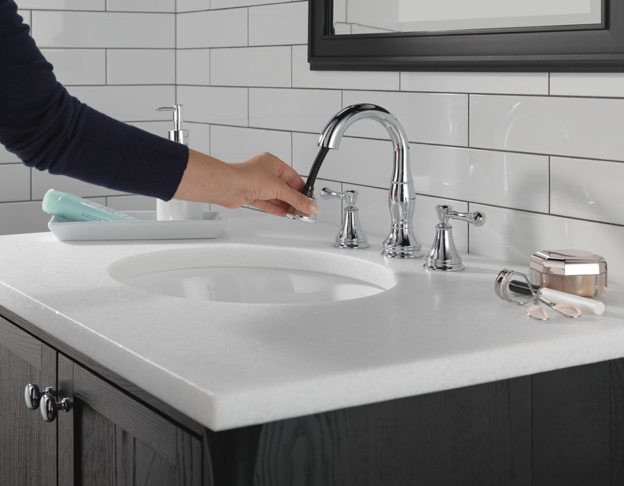 Delta Cassidy 3597 Two Handle Widespread Pull Down Bathroom Faucet