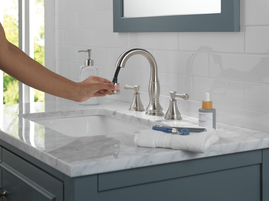Delta Cassidy 3597 Two Handle Widespread Pull Down Bathroom Faucet