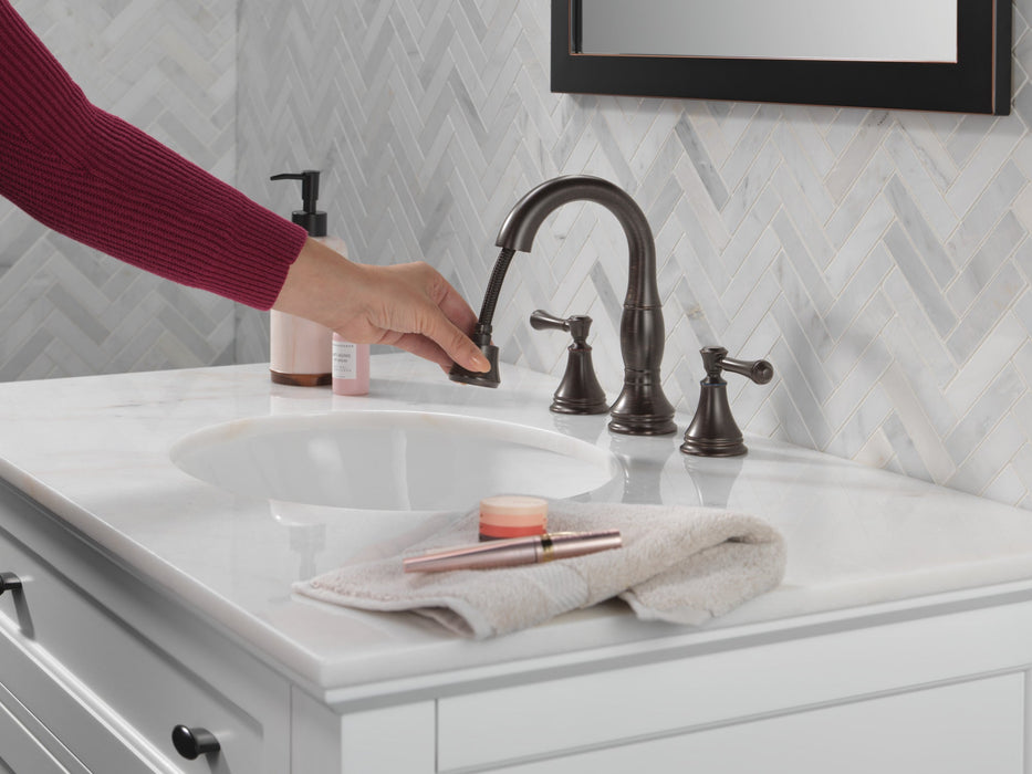 Delta Cassidy 3597 Two Handle Widespread Pull Down Bathroom Faucet