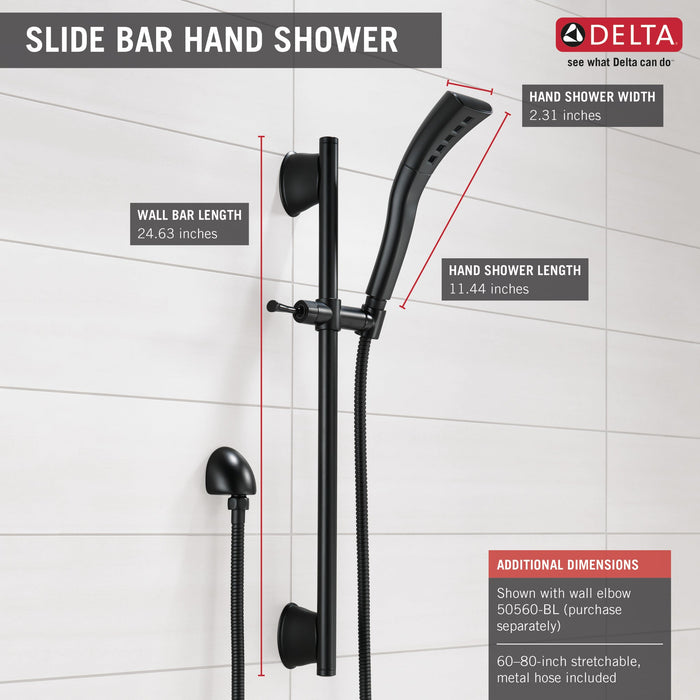 Delta Universal Showering Components 51579 H2OKINETIC Single-Setting Slide Bar Hand Shower