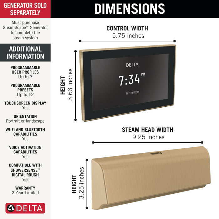 Delta Universal Showering Components 5CB Unilateral Digital Steam Package