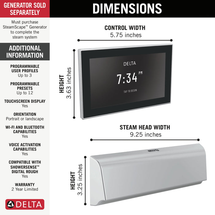 Delta Universal Showering Components 5CB Unilateral Digital Steam Package