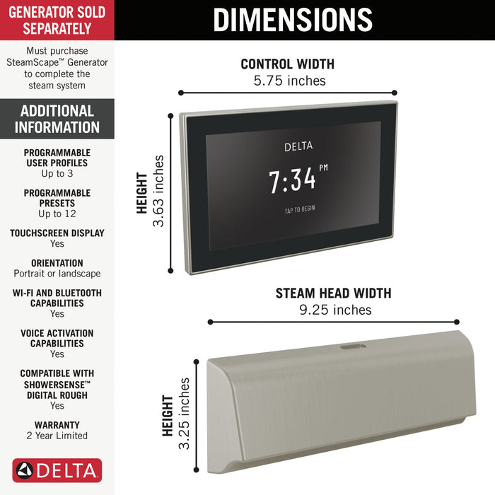 Delta Universal Showering Components 5CB Unilateral Digital Steam Package