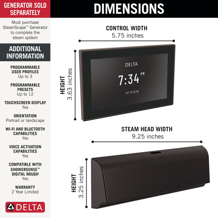 Delta Universal Showering Components 5CB Unilateral Digital Steam Package