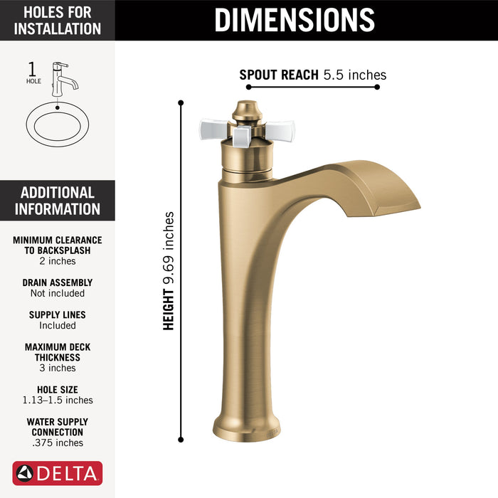 Delta Dorval 657 Single Handle Mid-Height Vessel Bathroom Faucet