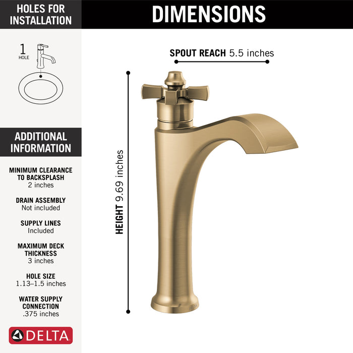 Delta Dorval 657 Single Handle Mid-Height Vessel Bathroom Faucet