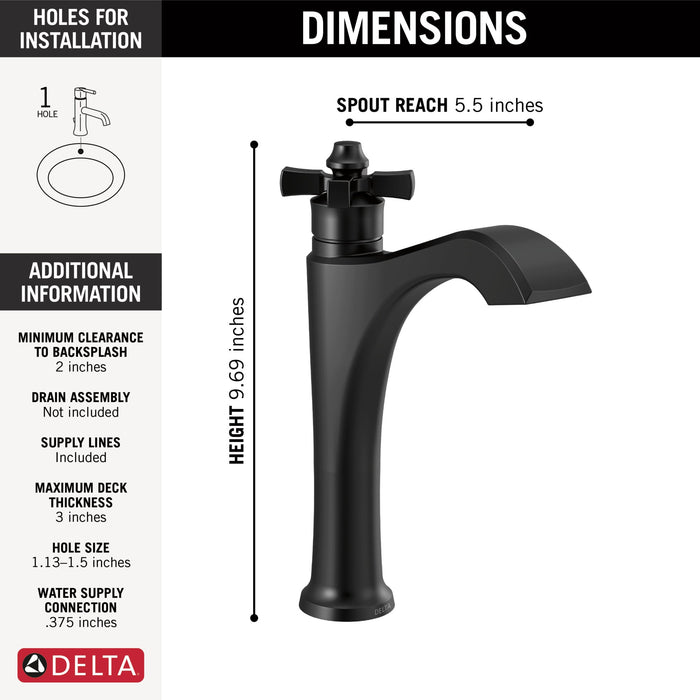 Delta Dorval 657 Single Handle Mid-Height Vessel Bathroom Faucet