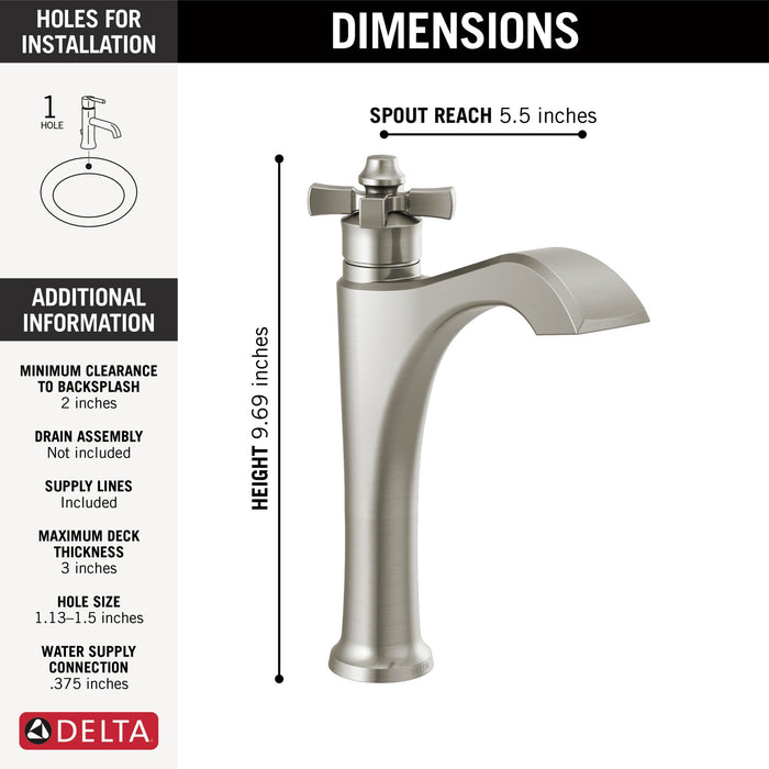 Delta Dorval 657 Single Handle Mid-Height Vessel Bathroom Faucet