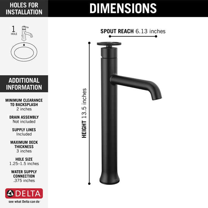 Delta Trinsic 758 Single Handle Vessel Bathroom Faucet, matte black - view 2