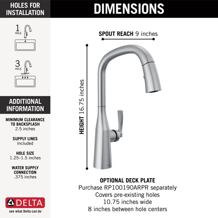 Delta Stryke 9176 Single Handle Pull-Down Kitchen Faucet