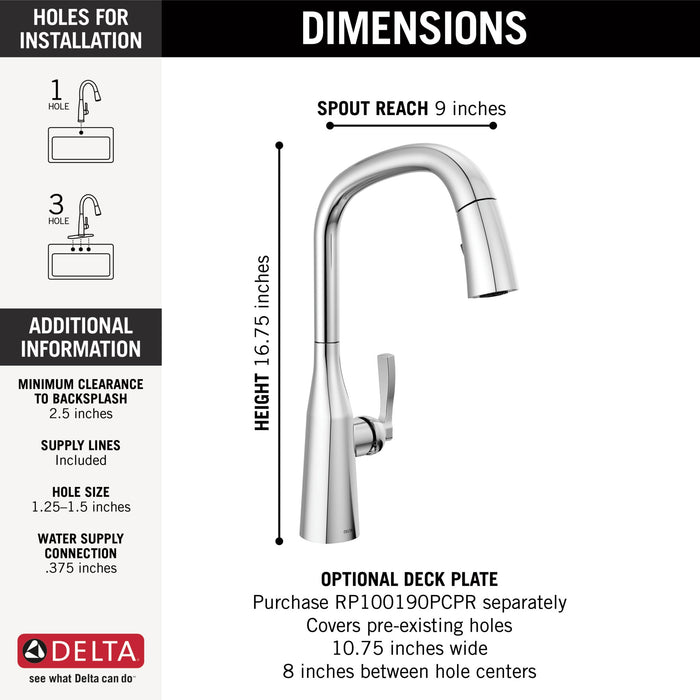 Delta Stryke 9176 Single Handle Pull-Down Kitchen Faucet