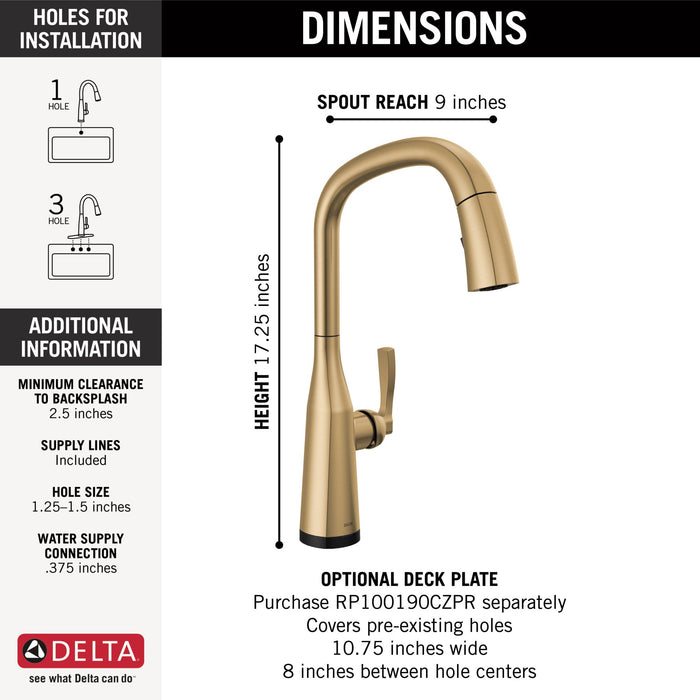 Delta Stryke 9176T Single Handle Pull-Down Kitchen Faucet with TouchTouch 2O Technology