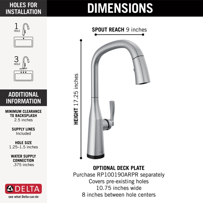 Delta Stryke 9176TV TouchTouch 2O Pull-Down Kitchen w/ Voice