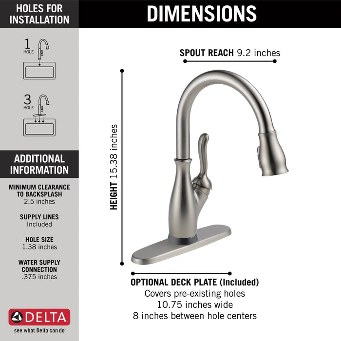Delta Leland: VoiceIQ Single Handle Pull-Down Faucet with Touch2O Technology