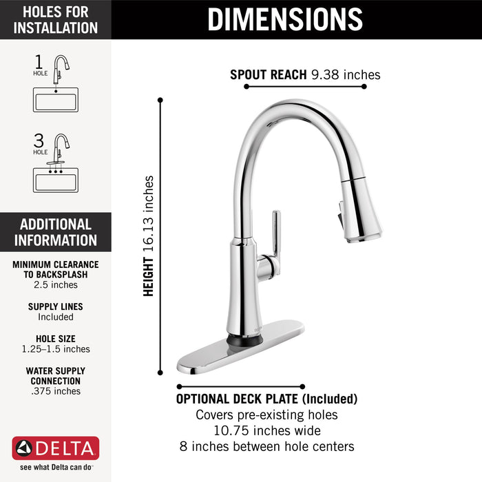 Delta Coranto 9179T Single Handle Pull-Down Kitchen Faucet with TouchTouch 2O Technology