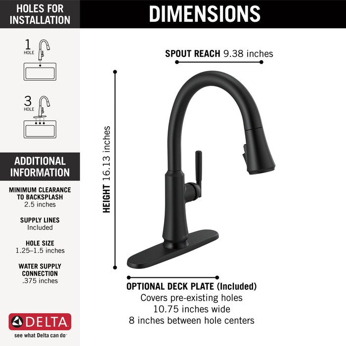 Delta Coranto 9179T Single Handle Pull-Down Kitchen Faucet with TouchTouch 2O Technology