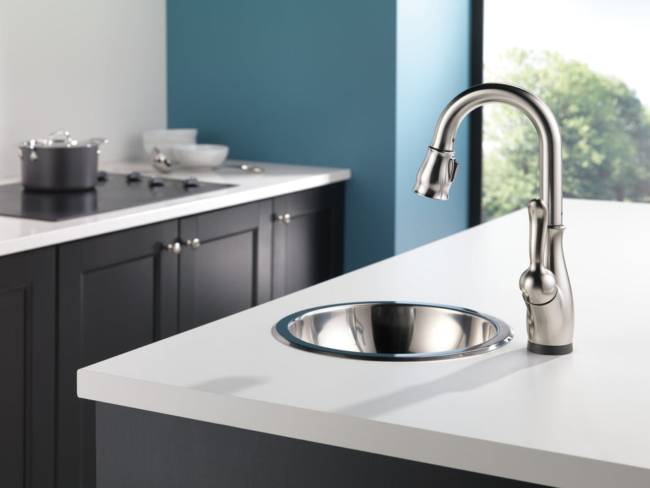Delta Leland 9678T Single Handle Pull-Down Bar / Prep Faucet with TouchTouch 2O Technology