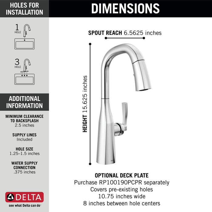 Delta Stryke 9976 Single Handle Pull-Down Bar/Prep Faucet