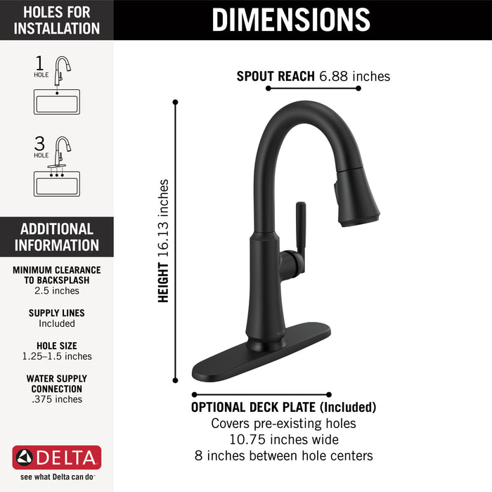Delta Coranto 9979T Single Handle Pull-Down Bar/Prep Faucet with TouchTouch 2O Technology