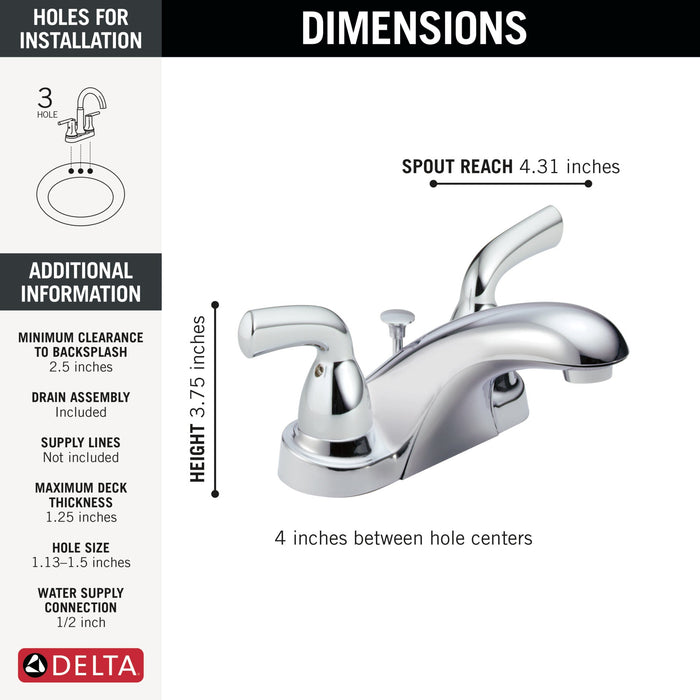 Delta Foundations B2510LF Two Handle Centerset Bathroom Faucet