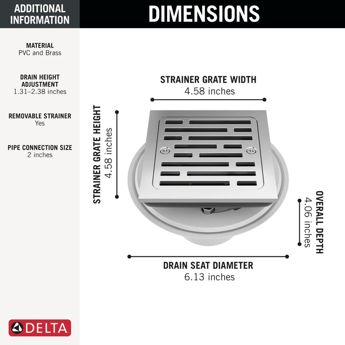Delta DT062412 4" Tile-In Square Shower Drain