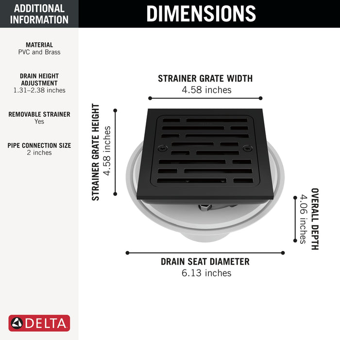 Delta DT062412 4" Tile-In Square Shower Drain