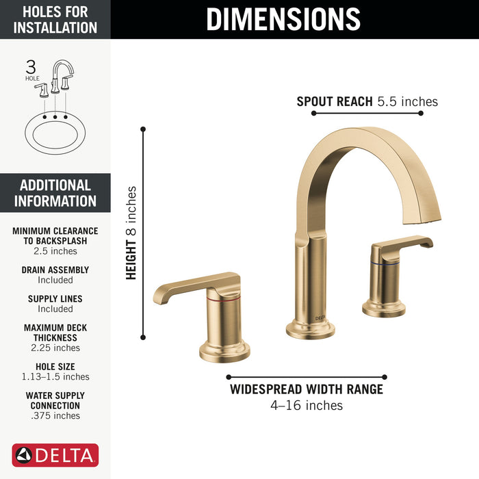 Delta Tetra 35588 Two Handle Widespread Bathroom Faucet