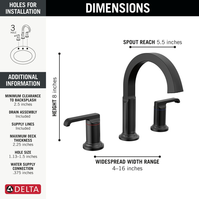 Delta Tetra 35588 Two Handle Widespread Bathroom Faucet