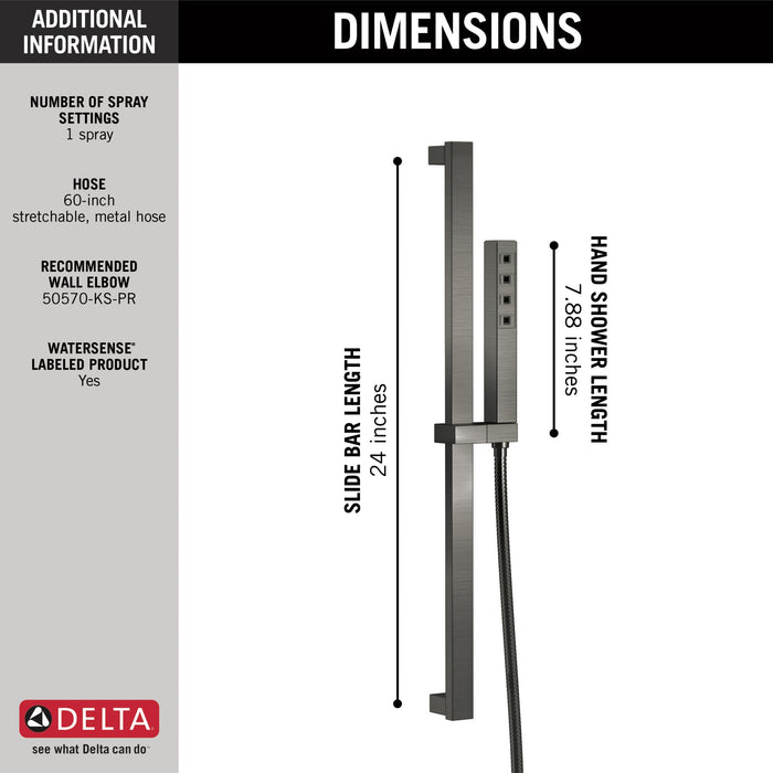 Delta Universal Showering Components 51567 H2OKINETIC Single-Setting Slide Bar Hand Shower