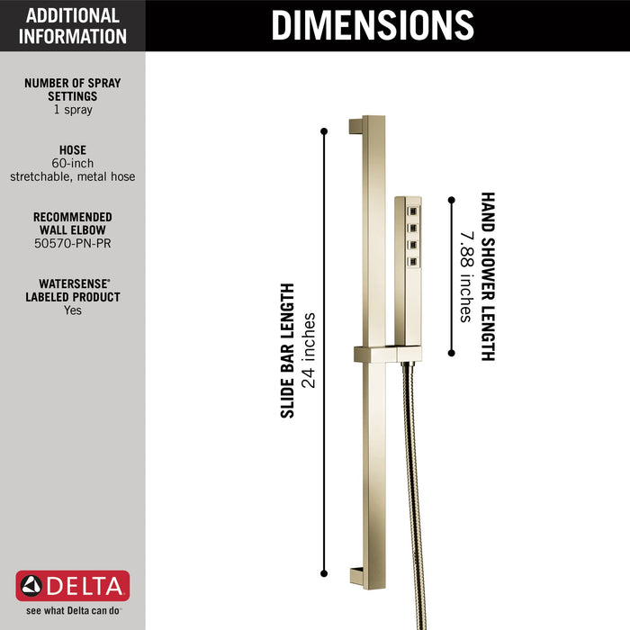 Delta Universal Showering Components 51567 H2OKINETIC Single-Setting Slide Bar Hand Shower