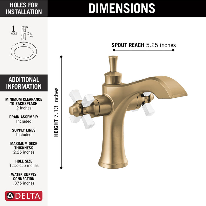 Delta Dorval 857 Two Handle Single Hole Monoblock Bathroom Faucet