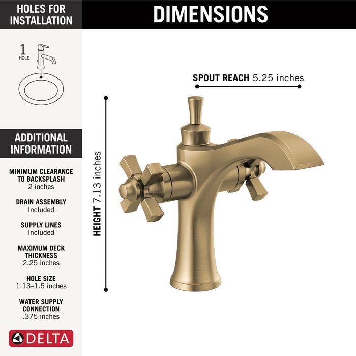 Delta Dorval 857 Two Handle Single Hole Monoblock Bathroom Faucet