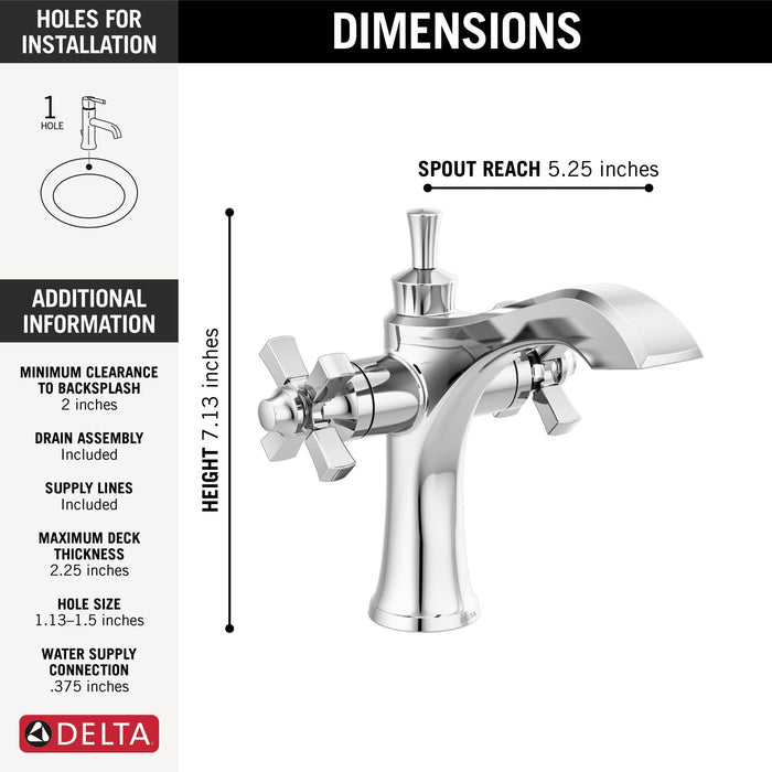 Delta Dorval 857 Two Handle Single Hole Monoblock Bathroom Faucet