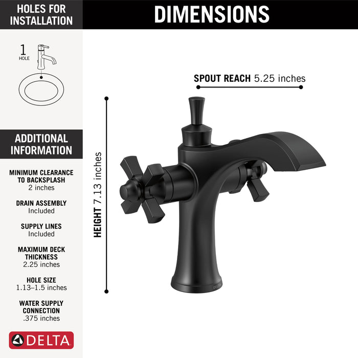 Delta Dorval 857 Two Handle Single Hole Monoblock Bathroom Faucet