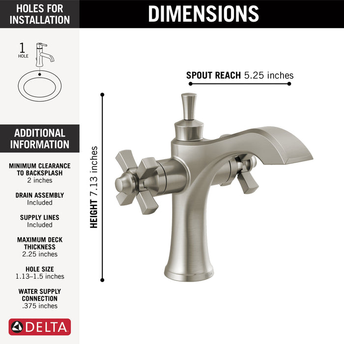Delta Dorval 857 Two Handle Single Hole Monoblock Bathroom Faucet