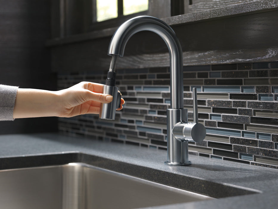 Delta Trinsic 9959 Single Handle Pull-Down Bar/Prep Kitchen Limited Swivel