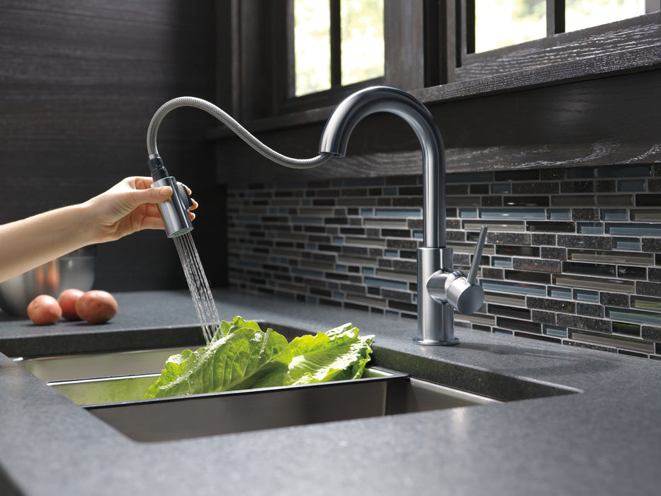 Delta Trinsic 9959 Single Handle Pull-Down Bar/Prep Kitchen Limited Swivel