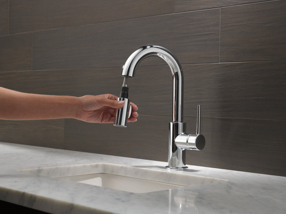 Delta Trinsic 9959 Single Handle Pull-Down Bar/Prep Kitchen Limited Swivel