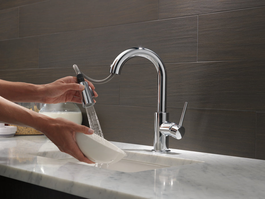 Delta Trinsic 9959 Single Handle Pull-Down Bar/Prep Kitchen Limited Swivel