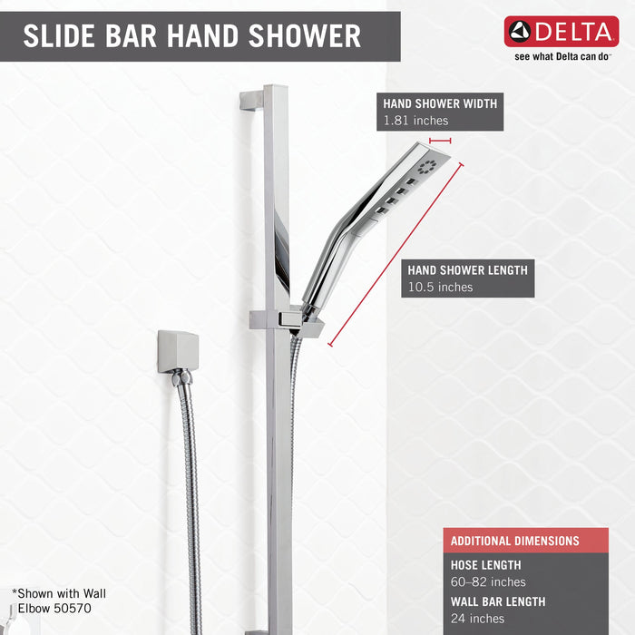 Delta Universal Showering Components 51799 H2OKINETIC 3-Setting Slide Bar Hand Shower