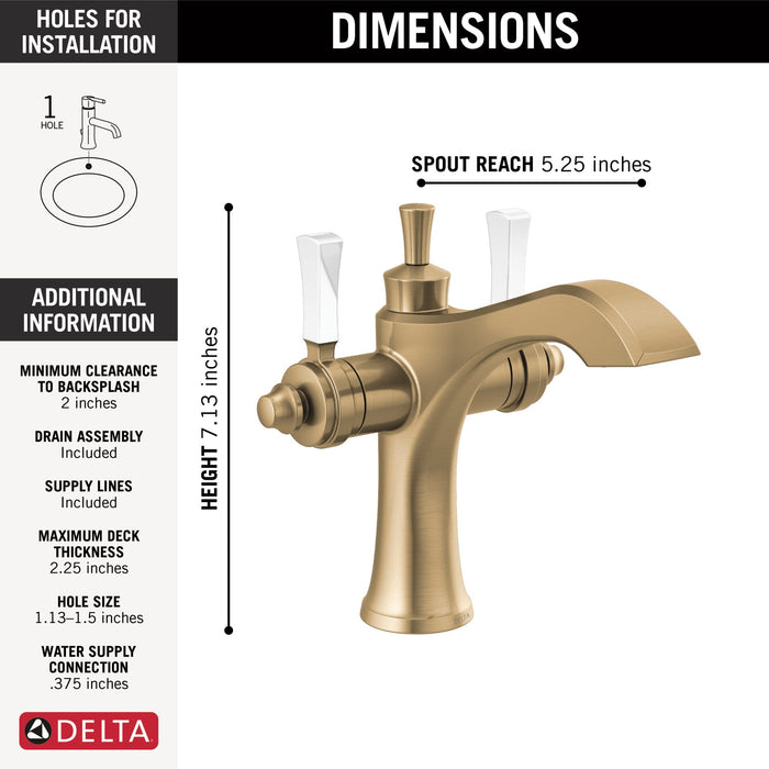 Delta Dorval 856 Two Handle Single Hole Monoblock Bathroom Faucet