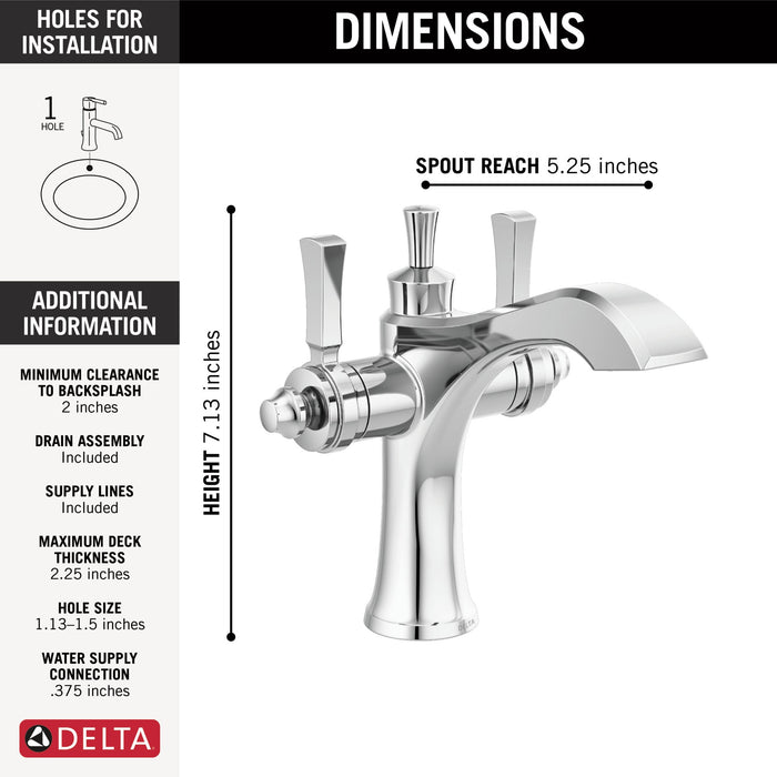 Delta Dorval 856 Two Handle Single Hole Monoblock Bathroom Faucet