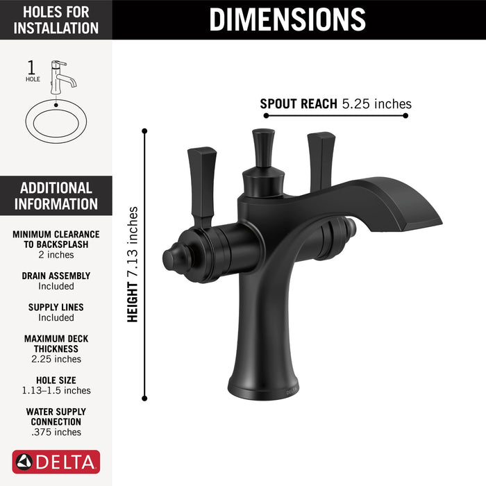 Delta Dorval 856 Two Handle Single Hole Monoblock Bathroom Faucet