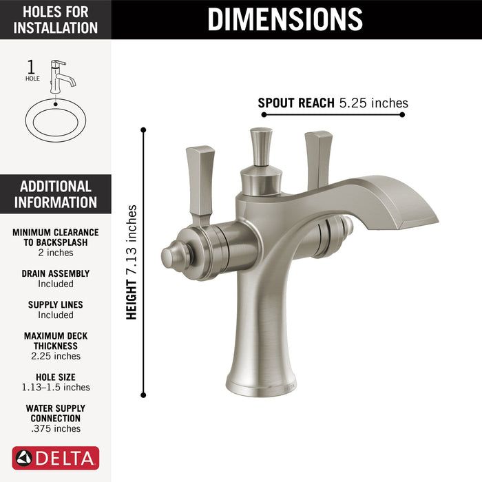 Delta Dorval 856 Two Handle Single Hole Monoblock Bathroom Faucet