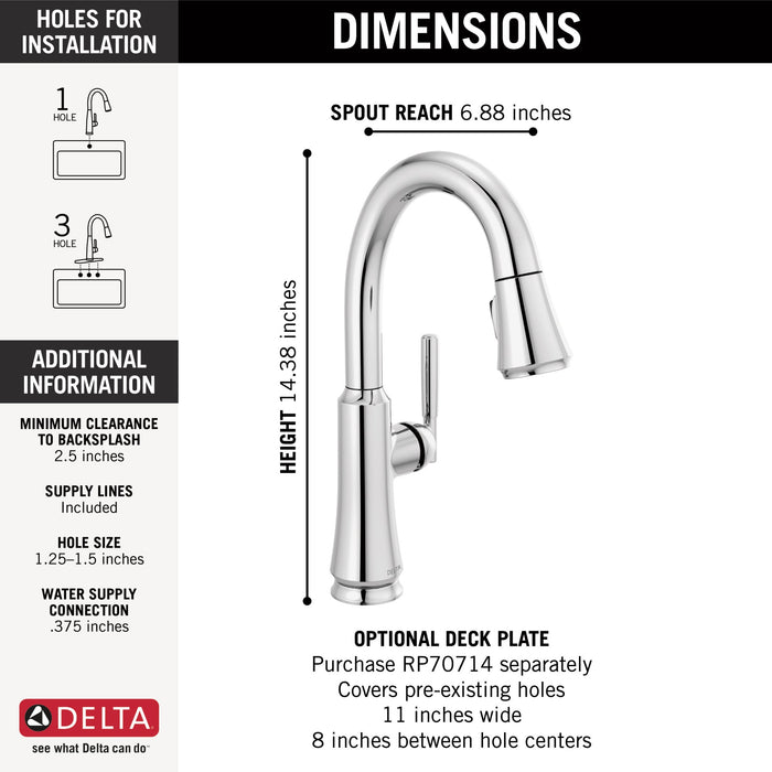Delta Coranto 9979 Single Handle Pull-Down Bar/Prep Faucet