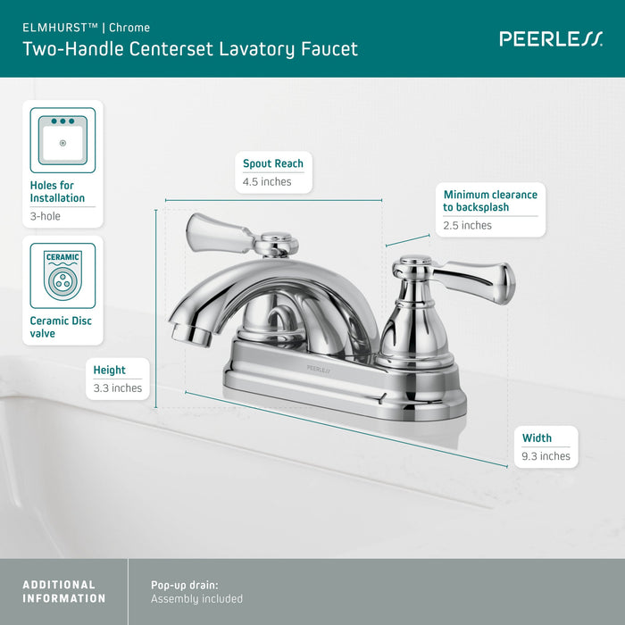 Peerless Elmhurst P2465LF Two-Handle Centerset Bath Faucet