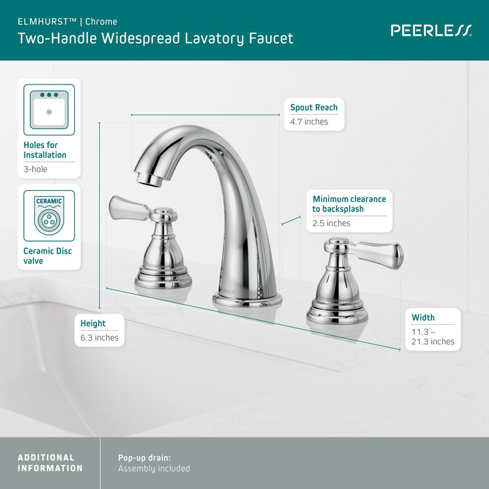 Peerless Elmhurst P3565LF Two-Handle Widespread Bath Faucet