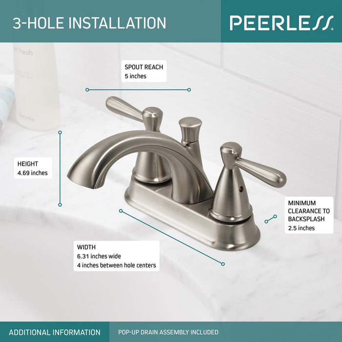 Peerless Retail Channel Product P99640LF Two Handle Centerset Bathroom Faucet